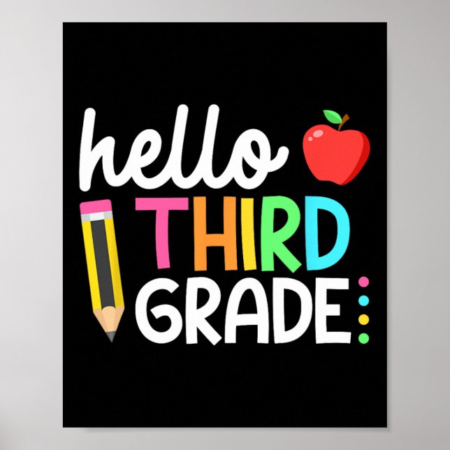 Hello Third Grade Team 3rd Grade Back to School Te Poster (Front)