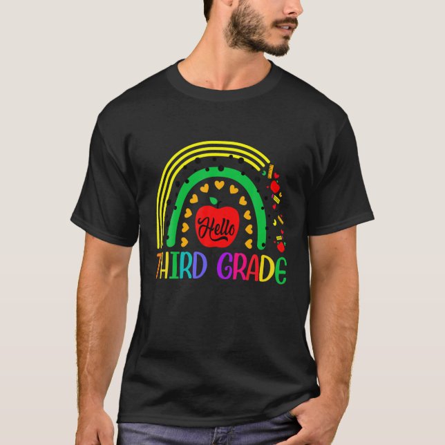 Hello Third Grade Team Happy First Day Of School T-Shirt (Front)