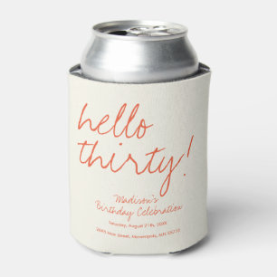Hello Thirty Birthday Koozie   Personalised 30th 