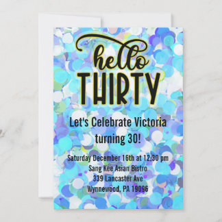 Hello Thirty - Blue Invitation