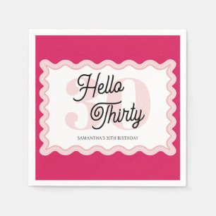 Hello Thirty Curvy Groovy 30th Birthday Napkin