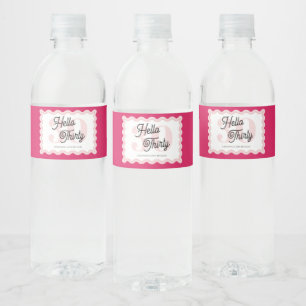 Hello Thirty Curvy Groovy 30th Birthday Water Bottle Label