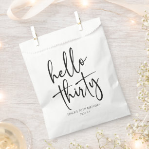 Hello Thirty Minimalist 30th Birthday Party Favour Bags