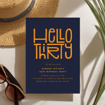 HELLO THIRTY Modern 30th Birthday