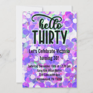 Hello Thirty - Purple Invitation