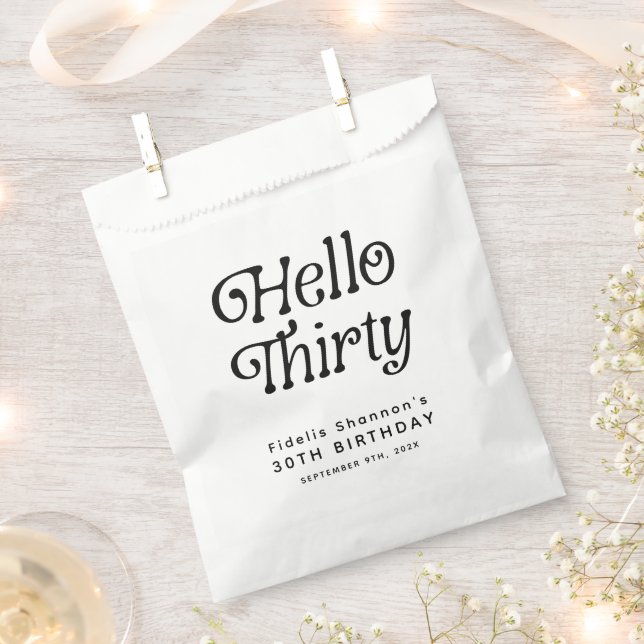 Hello Thirty Retro 30th Birthday Favour Bags (Clipped)