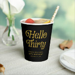 Hello Thirty Retro 30th Birthday Paper Cups<br><div class="desc">Sip in style with these Hello Thirty Retro 30th Birthday Party Paper Cups, featuring bold retro typography in a timeless black-and-white design that’s perfect for milestone celebrations. Practical yet stylish, these customisable 30th birthday cups are ideal for cocktail nights, dinners, or fun thirty and thriving gatherings, making them a must-have...</div>