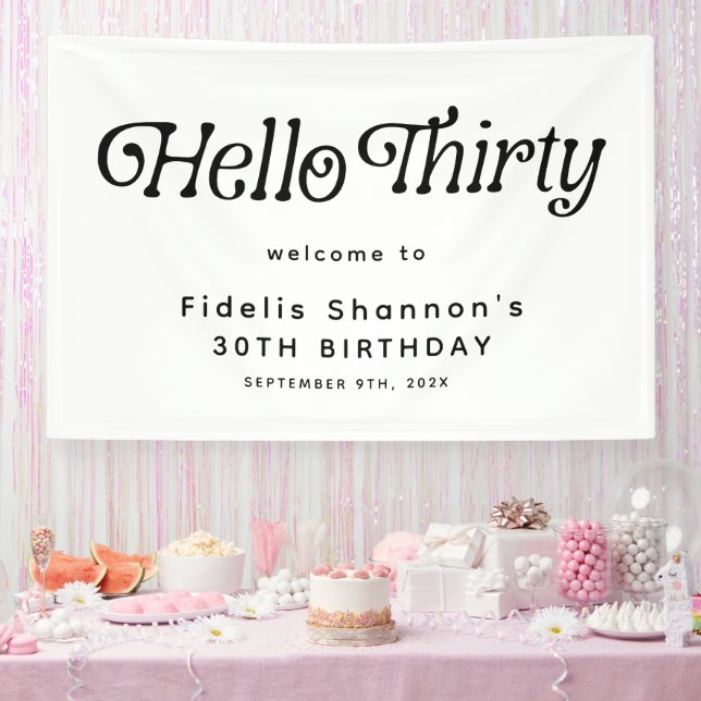 Hello Thirty Retro 30th Birthday Welcome Banner (Party)