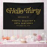 Hello Thirty Retro 30th Birthday Welcome Banner<br><div class="desc">Celebrate a new decade with this Hello Thirty Retro 30th Birthday Welcome Banner, featuring bold modern-retro typography in a sleek black-and-white design that makes a stylish statement. Perfect for indoor or outdoor celebrations, this customisable 30th birthday party banner is ideal for highlighting the guest of honour, decorating your venue, or...</div>