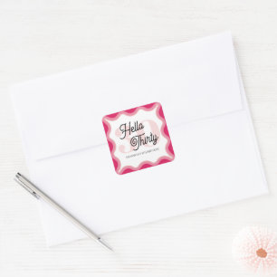 Hello Thirty Wavy Groovy 30th Birthday  Square Sticker