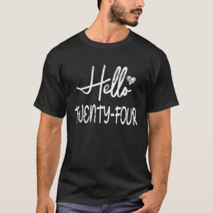 Hello Twenty Four Cute Heart Turning 24th Birthday T-Shirt