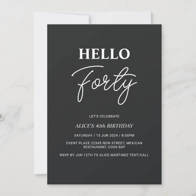 Hello Twenty One Black 21st Birthday Invitation (Front)