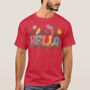 Hello Twenty Two Flower I Am 22 Year Old Happy Bir T-Shirt