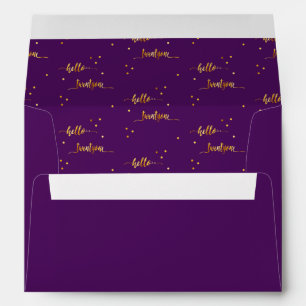 Hello twentyone 21 birthday purple gold typography envelope