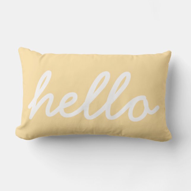 Hello Typography Beige Lumbar Cushion (Front)