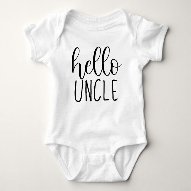 Hello Uncle Pregnancy Announcement for Uncle Baby Bodysuit (Front)