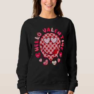 Hello Valentine Happy Face Heart Valentine's Day L Sweatshirt