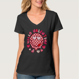Hello Valentine Happy Face Heart Valentine's Day L T-Shirt