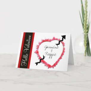Hello Valentine Textured Heart Outline Valentine's Holiday Card