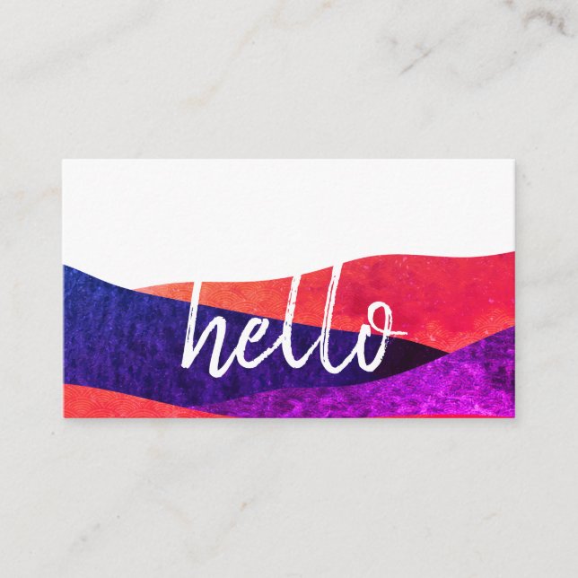 Hello Vibrant Colourful Pattern Prints Business Card (Front)
