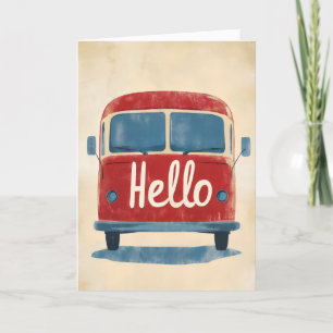 Hello Vintage Bus Holiday Card
