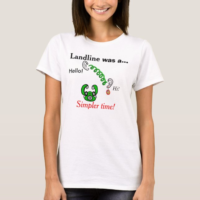 Hello Vintage Landline Rotary Phone Fun T-Shirt (Front)