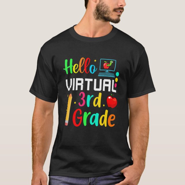 Hello Virtual 3rd Grade Back To School Online Teac T-Shirt (Front)