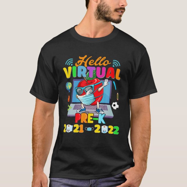 Hello Virtual Pre-K 2021-2022 Apple Back To School T-Shirt (Front)