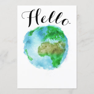 hello watercolor earth card