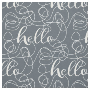 HELLO white seamless pattern with LINES Fabric