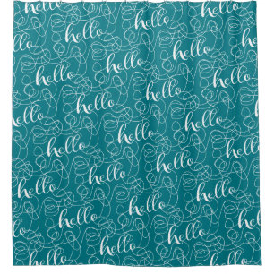HELLO white seamless pattern with LINES Shower Curtain