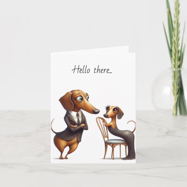 Hello Wiener Dog Greeting Card (Front)