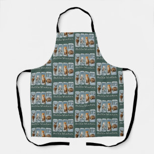 Hello Winter Animals Deer Owl Fox Bear Cosy Season Apron