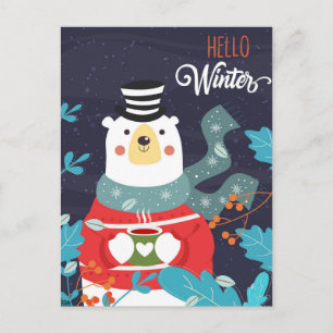 Hello Winter Calendar Postcard