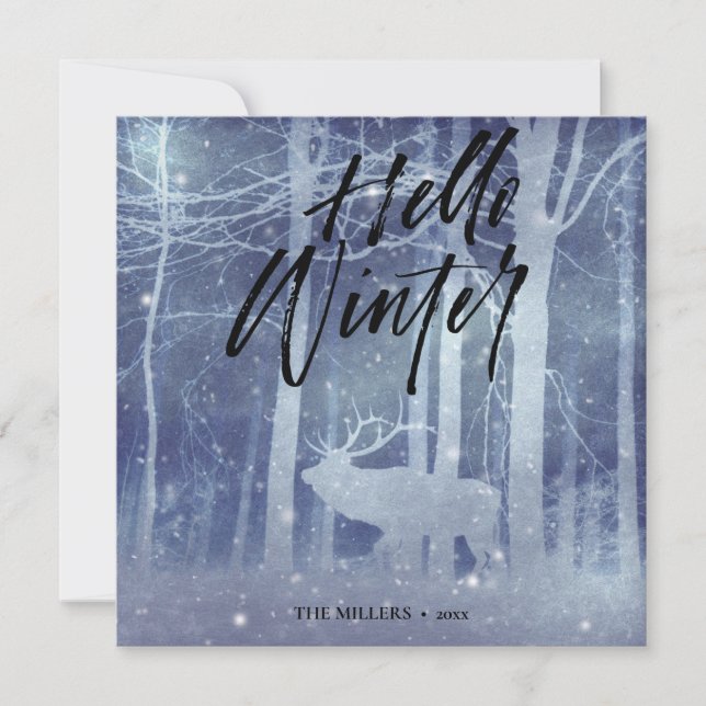 Hello Winter | Christmas Greeting Holiday Card (Front)