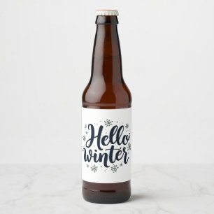 Hello Winter Christmas Snowflake Winter Season Beer Bottle Label