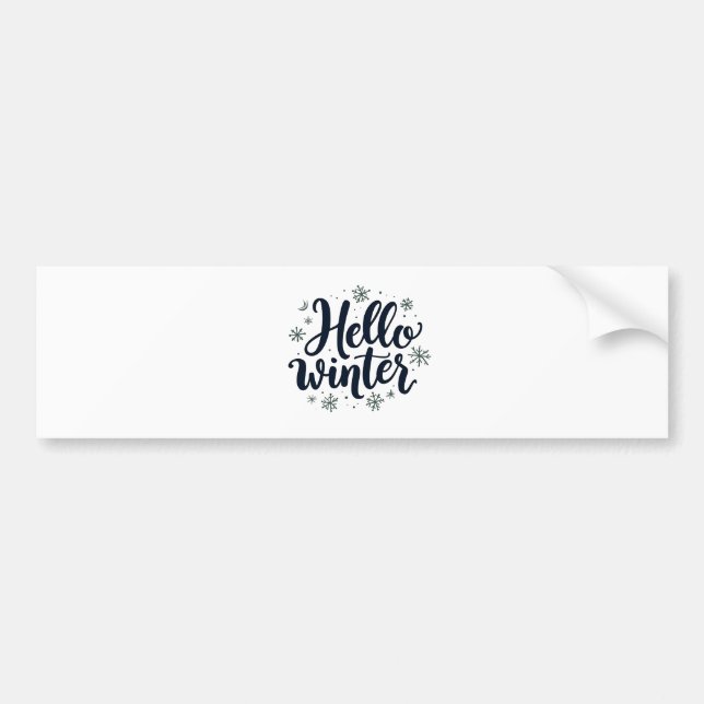 Hello Winter Christmas Snowflake Winter Season  Bumper Sticker (Front)