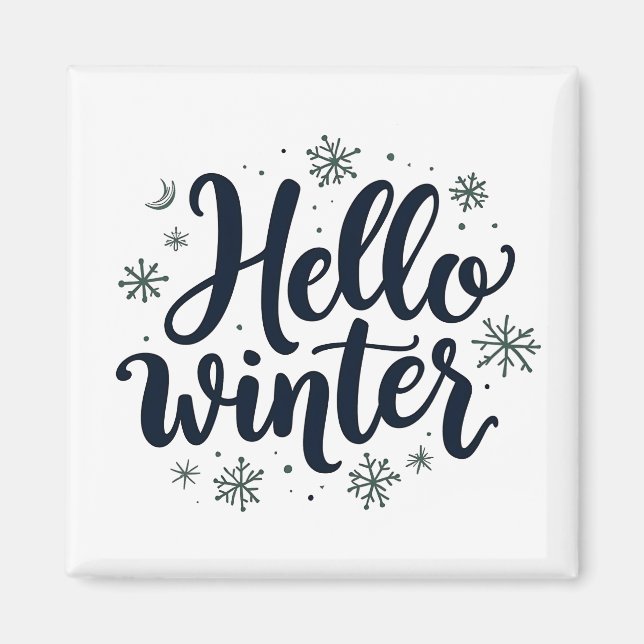 Hello Winter Christmas Snowflake Winter Season  Magnet (Front)