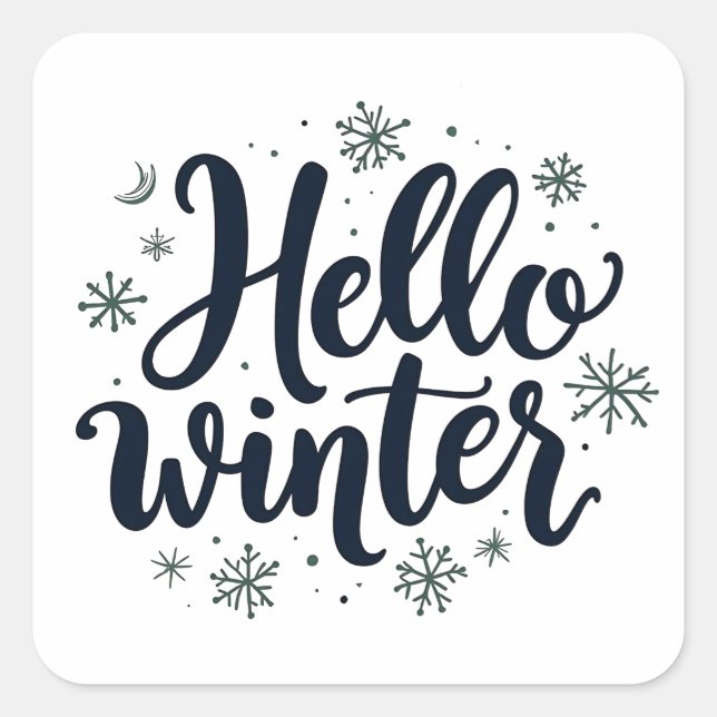 Hello Winter Christmas Snowflake Winter Season  Square Sticker (Front)