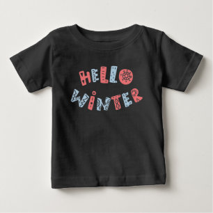 Hello Winter Cute Baby Boys Christmas Holiday T-Shirt