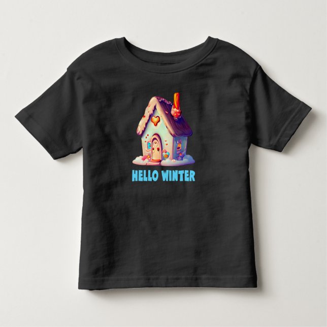 Hello Winter, Cute House Toddler T-Shirt (Front)
