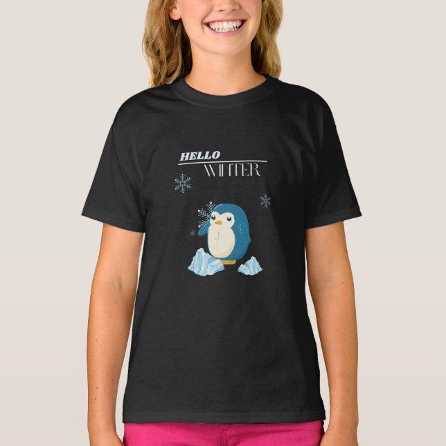 Hello Winter Cute Penguin for winter lovers T-Shirt (Front)