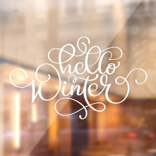 Hello Winter Hand Lettering Shop White Window Clin