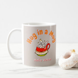 Hello Winter Hug in a Mug Cosy Kawaii Illustration
