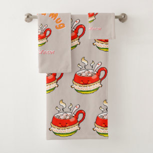 Hello Winter Hug in a Mug Cosy Kawaii Illustration Bath Towel Set