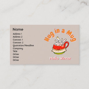 Hello Winter Hug in a Mug Cozy Kawaii Illustration Business Card