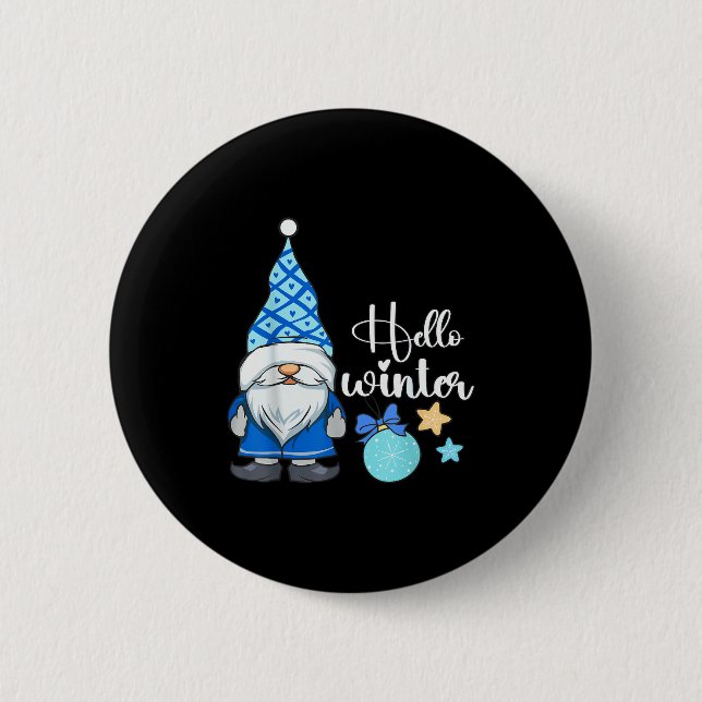 Hello Winter, Nordic Christmas Gnome  6 Cm Round Badge (Front)