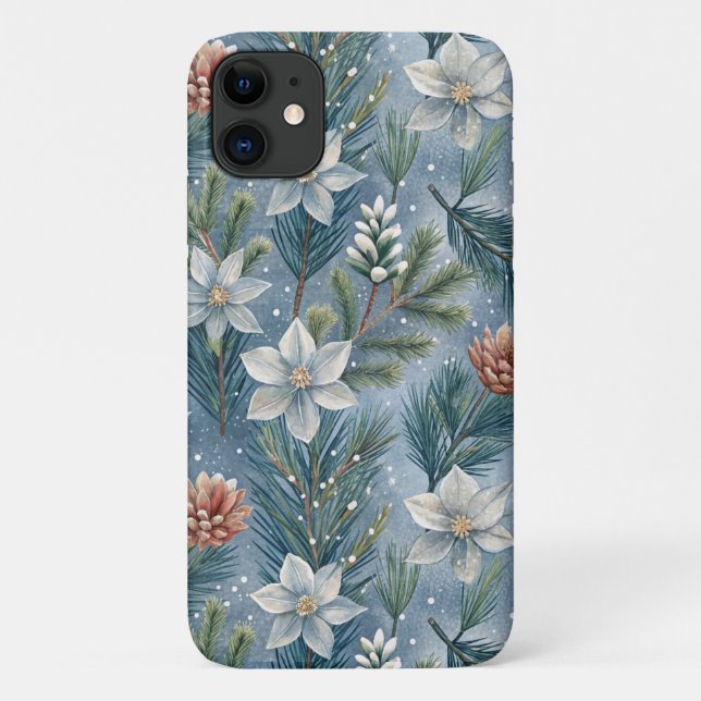Hello Winter Pines & Flowers Case-Mate iPhone Case (Back)