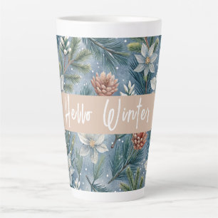 Hello Winter Pines & Flowers Latte Mug