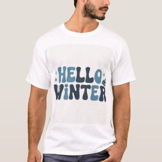 Hello Winter Retro Groovy Aesthetic Typography Shi T-Shirt